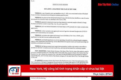 New York, Mỹ công bố tình trạng khẩn cấp vì virus bại liệt