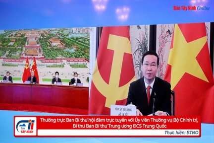 Thường trực Ban Bí thư hội đàm trực tuyến với Ủy viên Thường vụ Bộ Chính trị, Bí thư Ban Bí thư Trung ương ĐCS Trung Quốc