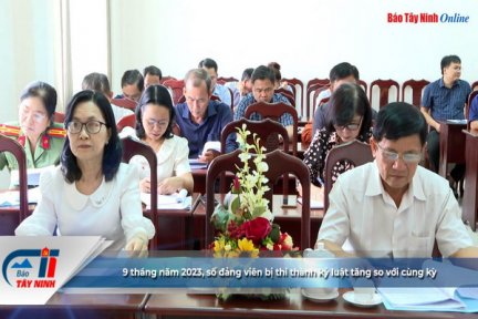 9 tháng năm 2023, số đảng viên bị thi thành kỷ luật tăng so với cùng kỳ