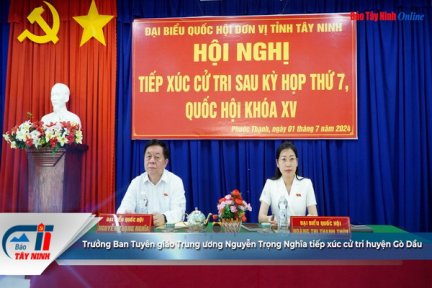 Trưởng Ban Tuyên giáo Trung ương Nguyễn Trọng Nghĩa tiếp xúc cử tri huyện Gò Dầu