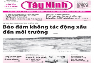 Điểm báo in Tây Ninh ngày 12.11.2018