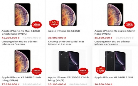 Giá iPhone XR, XS Max chính hãng hạ hàng triệu đồng