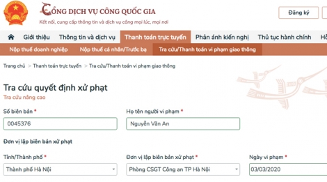 65 dịch vụ công tích hợp, cung cấp trên Cổng DVCQG năm 2020