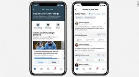 Facebook phát hành tính năng "trợ giúp cộng đồng" phòng chống COVID-19