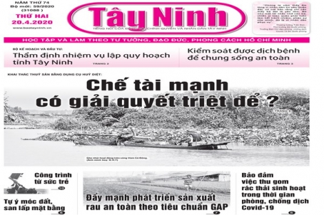 Điểm báo in Tây Ninh ngày 20.4.2020