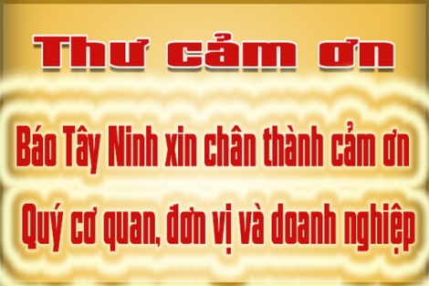 Thư cảm ơn của Báo Tây Ninh