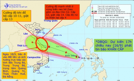 Bão gây mưa to từ chiều 17/9