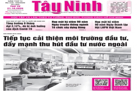 Điểm báo in Tây Ninh ngày 21.10.2020