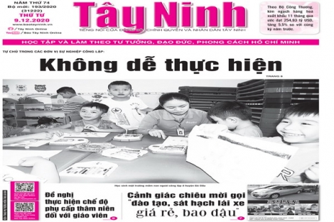 Điểm báo in Tây Ninh ngày 09.12.2020