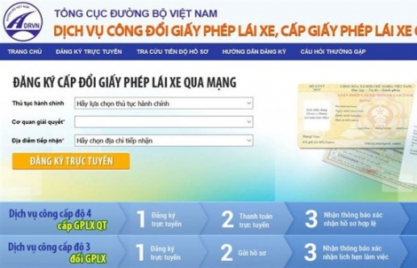 Chưa mở rộng cấp, đổi giấy phép lái xe trực tuyến trên toàn quốc