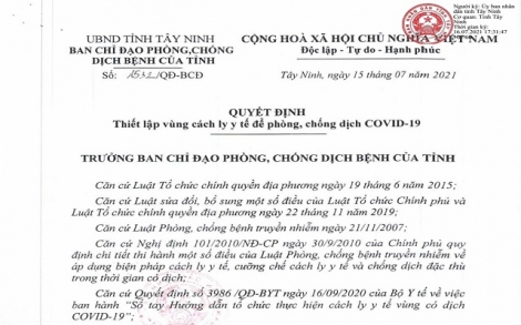 Thêm 2 hai vùng cách ly y tế trên địa bàn Trảng Bàng và Châu Thành