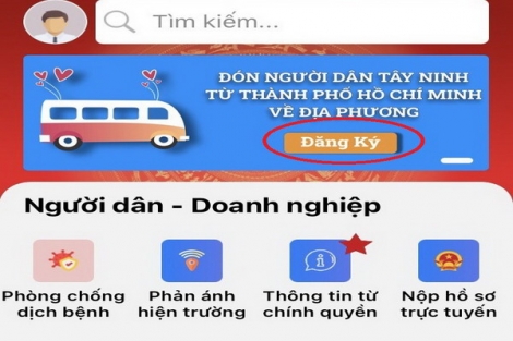 Ứng dụng “Đón người dân trở về Tây Ninh”