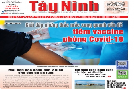 Điểm báo in Tây Ninh ngày 25.09.2021