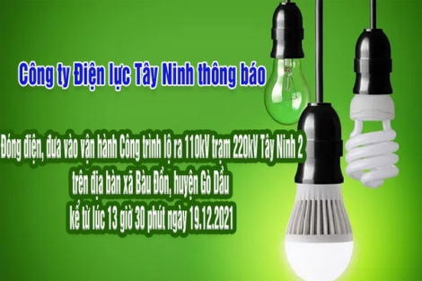 Công ty Điện lực Tây Ninh trân trọng thông báo