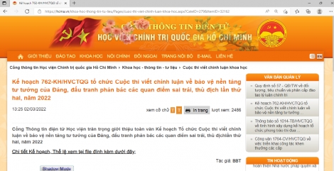 Phát động hưởng ứng Cuộc thi viết chính luận bảo vệ nền tảng tư tưởng của Đảng