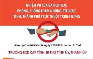 Nhiệm vụ của BCĐ phòng, chống tham nhũng, tiêu cực tỉnh, thành phố