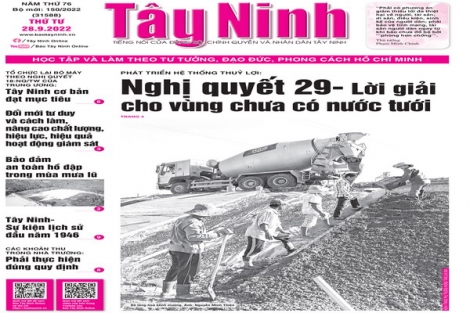 Điểm báo in Tây Ninh ngày 28.09.2022