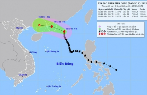 Bão số 7 suy yếu dần thành áp thấp nhiệt đới