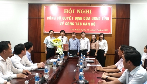 Phó Chủ tịch Thường trực UBND tỉnh Võ Đức Trong trao các quyết định về công tác cán bộ