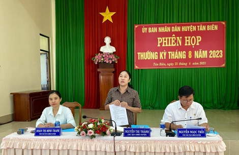 Tân Biên: Thu ngân sách đến tháng 8.2023 đạt 75,32% dự toán