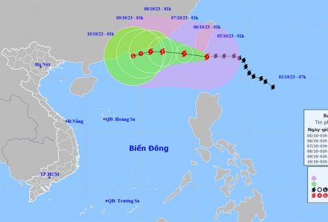 Thời tiết ngày 5/10: Bão Koinu gây gió mạnh, sóng lớn và mưa dông trên biển