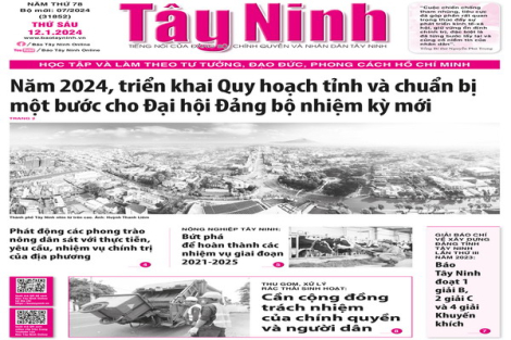 Điểm báo in Tây Ninh ngày 12.01.2024