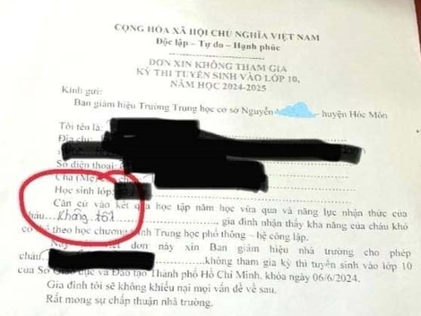 TP HCM: Xôn xao giáo viên phát đơn "xin không thi tuyển lớp 10" cho học sinh