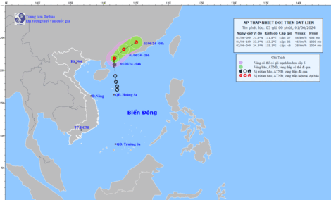 Cơn bão số 1 đã suy yếu thành áp thấp nhiệt đới trên đất liền