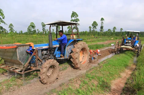 Tân Châu trình diễn cơ giới hóa sản xuất đậu phộng